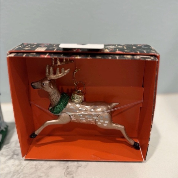 John Derian Target Glass ORNAMENT LOT House, Wreath, Deer + Santa NWT - Picture 4 of 4